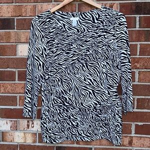 Chicos Zebra Print Shirt Womens Chico size1 Animal Print Lightweight us sz M